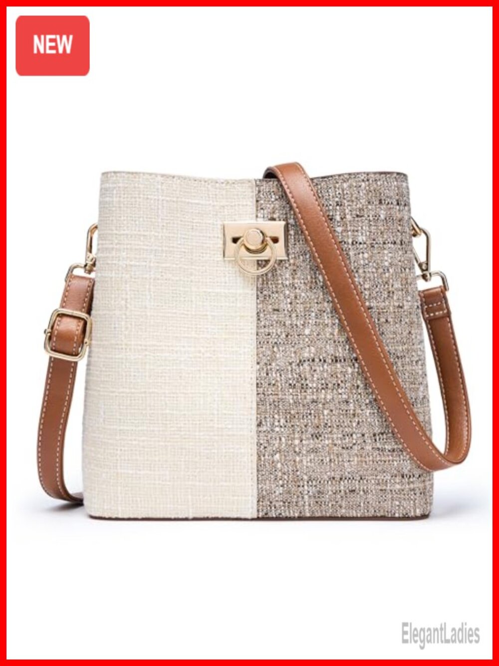 Vegan Leather Bucket Crossbody Bag Multi Pocket Satchel Shoulder Purse